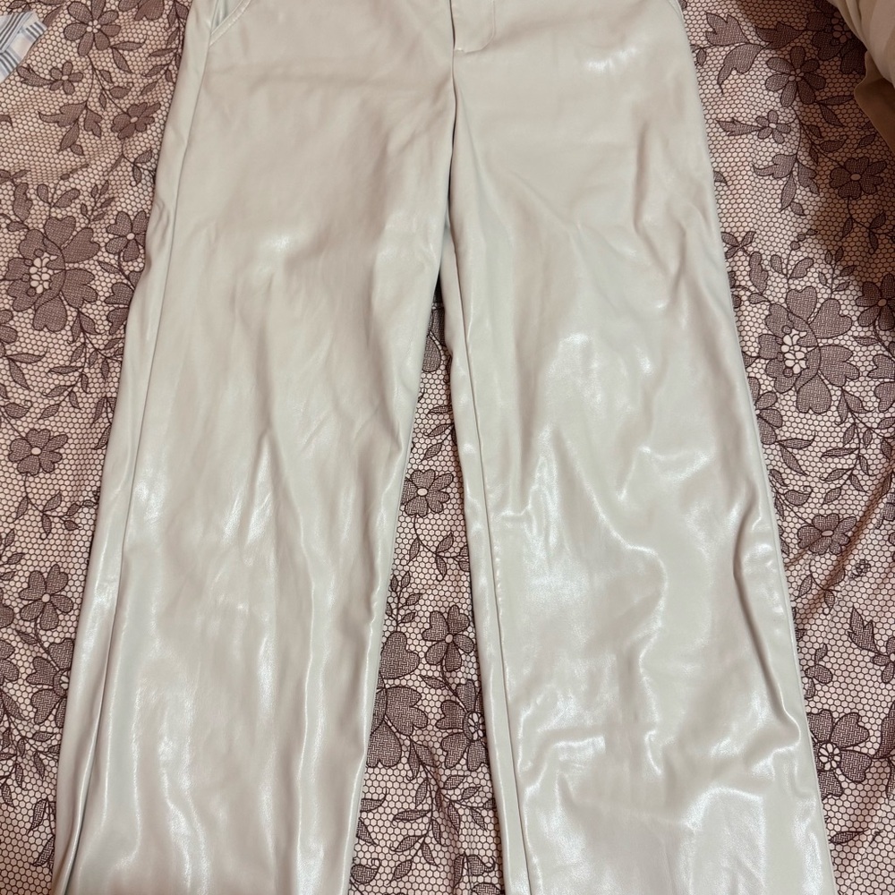 Xs Cream Faux Leather Pants